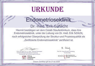 Zertifikat Endometrioseklinik
